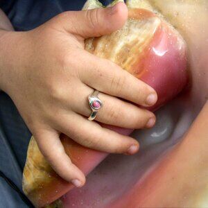 Pink Conch Pearl ring on 9999 pure silver